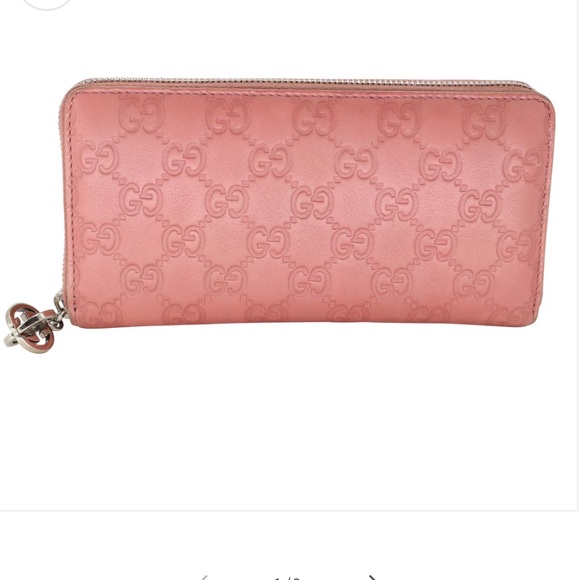 Gucci Handbags - Gucci Sima pink Guccissma full zip long wallet
